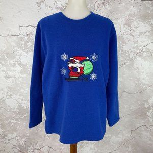 Vintage Levon Christmas Santa Blue Sweater M